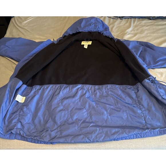 VTG Women’s Eddie Bauer BLUE Parka Hooded Windbreaker Jacket Adj Cuffs Waist L - Picture 8 of 10